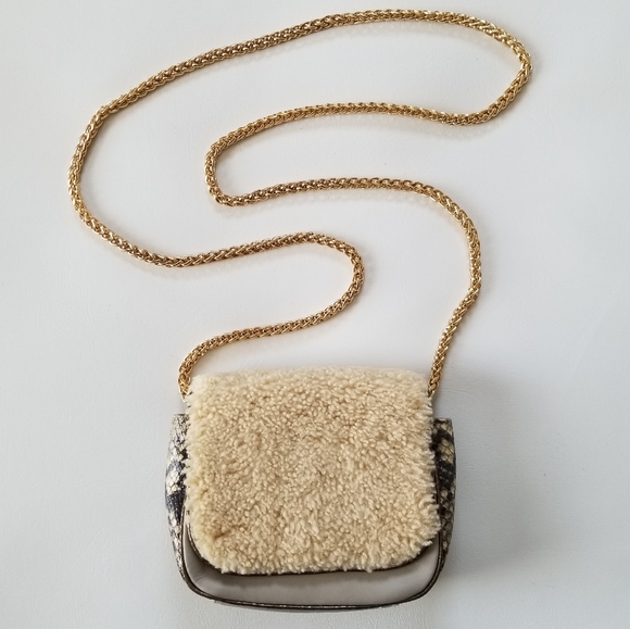 Sam Edelman Handbags - Sam Edelman Fur /Snakeskin Shoulder bag